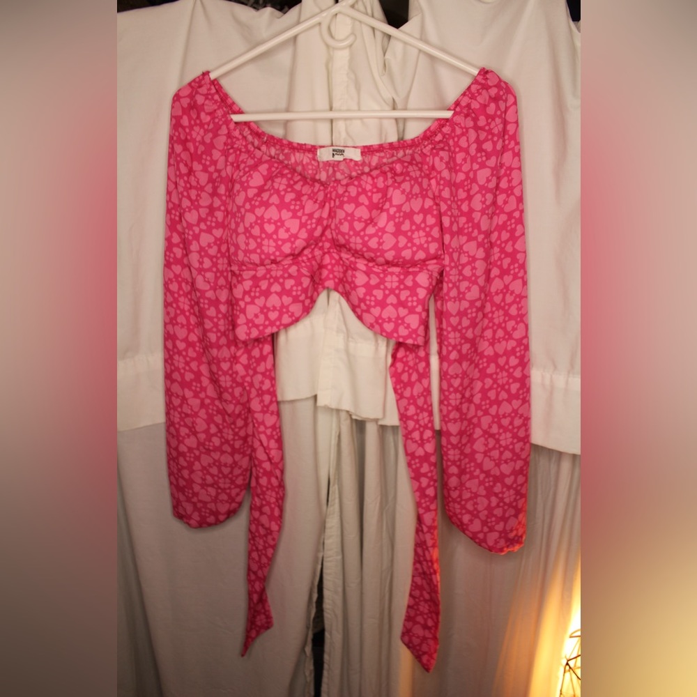 Madden NYC Pink Valentines Wrap Top